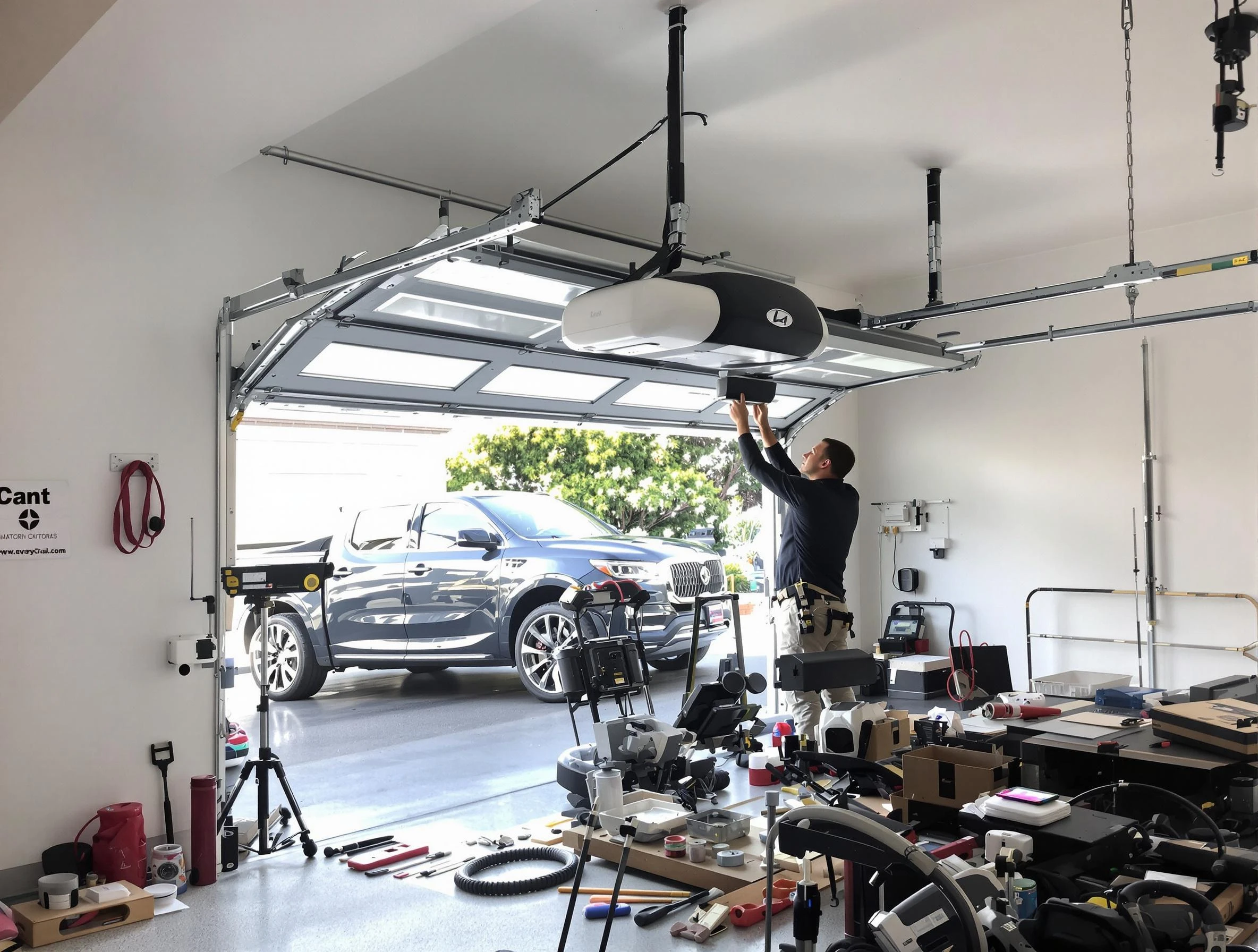 Applewood Garage Door Repair specialist installing smart garage door opener system in Applewood home