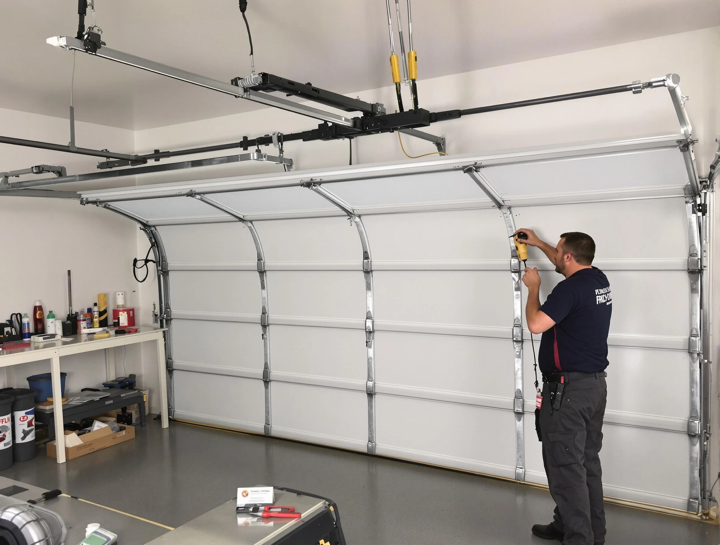 Applewood Garage Door Repair certified technician performing overhead door system repair in Applewood